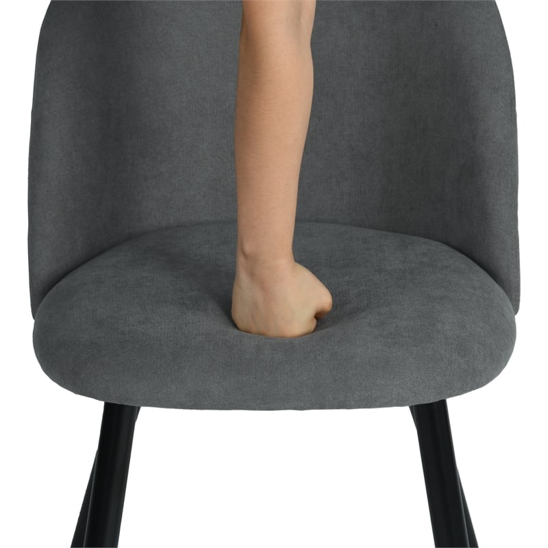 Pemberly Row Contemporary Upholstered Fabric Dining Chair Set of 2 in Grey