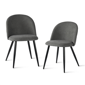 Pemberly Row Contemporary Upholstered Fabric Dining Chair Set of 2 in Grey