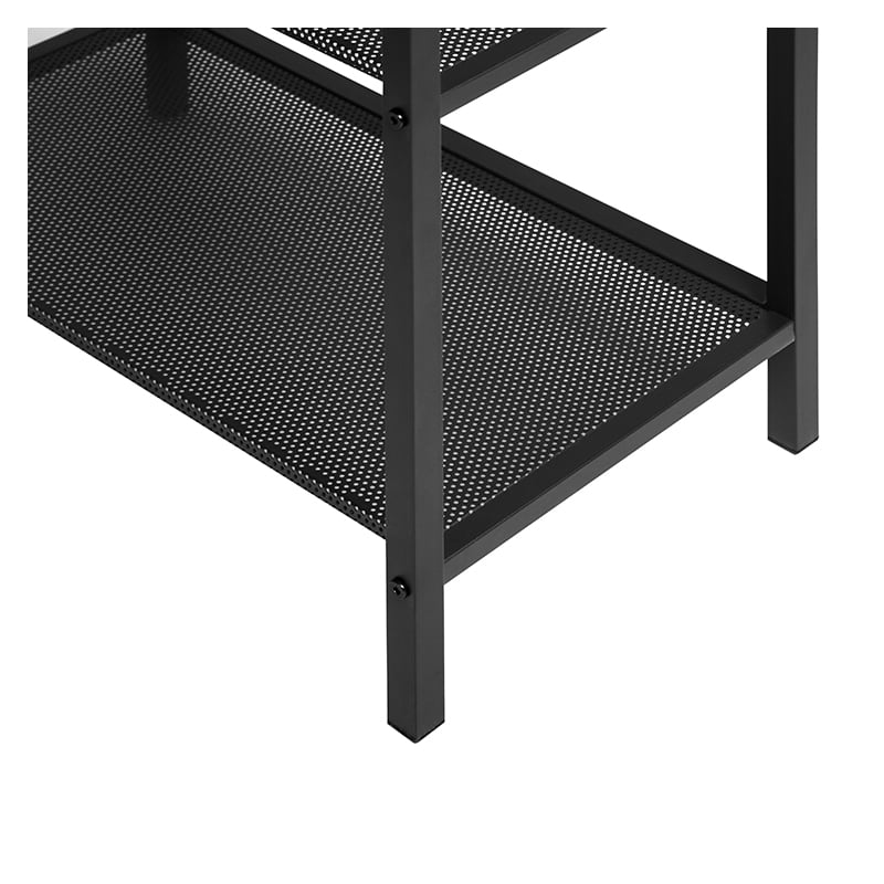 Pemberly Row Rustic Brown and Black Industrial Corner Desk with Storage Shelves