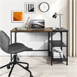 Pemberly Row Rustic Brown and Black Industrial Corner Desk with Storage Shelves