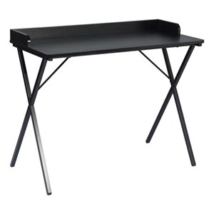 Pemberly Row Black Wood Writing Desk with Metal Frame Modern Design