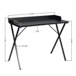 Pemberly Row Black Wood Writing Desk with Metal Frame Modern Design