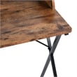 Pemberly Row Vintage Brown Writing Desk with Mesh Back Panel and Metal Frame