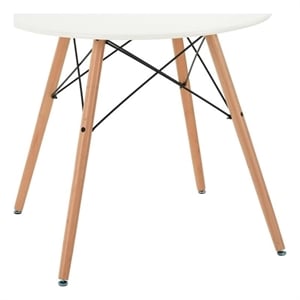Pemberly Row Modern Round Dining Table with White Top and Wooden Legs