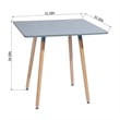 Pemberly Row Modern Square Dining Table with Gray Top and Natural Wood Legs