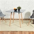 Pemberly Row Modern Square Dining Table with Gray Top and Natural Wood Legs