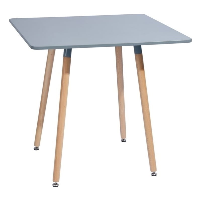 Pemberly Row Modern Square Dining Table with Gray Top and Natural Wood Legs