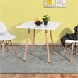 Pemberly Row Modern Square Dining Table with White Top and Natural Wood Legs