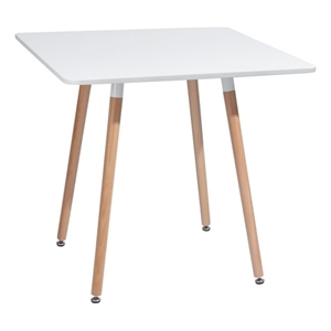 Pemberly Row Modern Square Dining Table with White Top and Natural Wood Legs