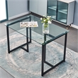 Pemberly Row Modern Glass Dining Table with Black Metal Legs