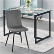 Pemberly Row Modern Glass Dining Table with Black Metal Legs