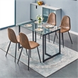 Pemberly Row Modern Glass Dining Table with Black Metal Legs