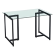 Pemberly Row Modern Glass Dining Table with Black Metal Legs