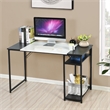 Pemberly Row Black and White Industrial Computer Desk with Storage Shelves