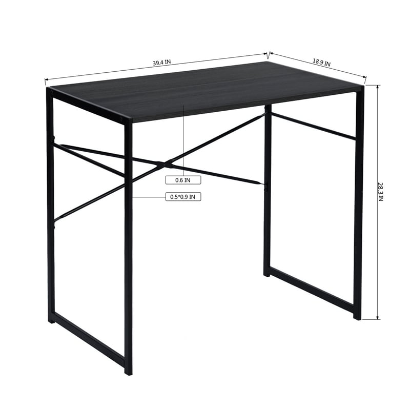 Pemberly Row Black Modern Minimalist Style Compact Industrial Computer Desk