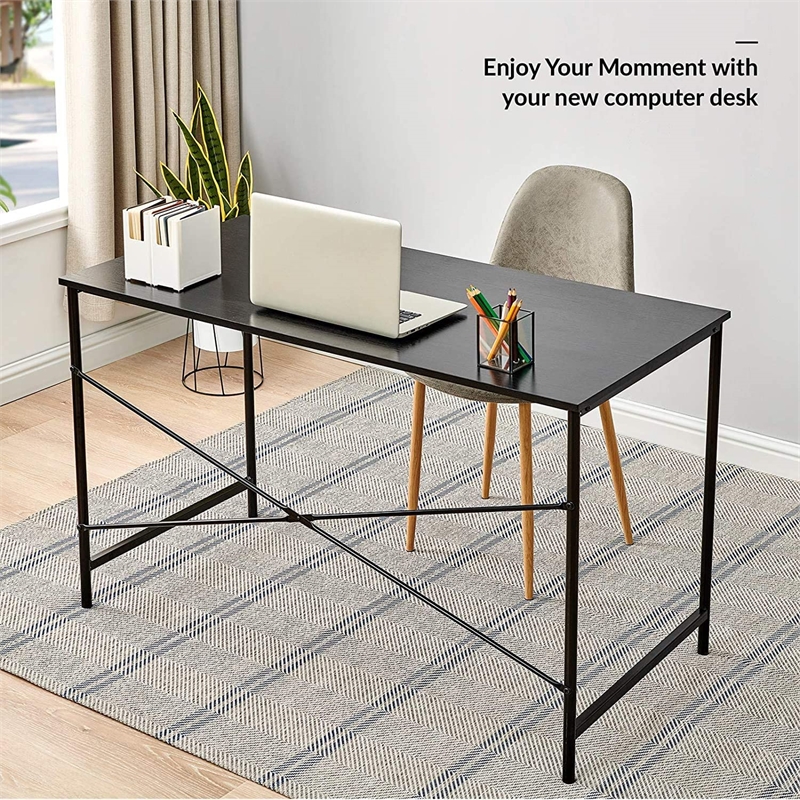 Pemberly Row Black Spacious Work Surface Modern Industrial Computer Desk