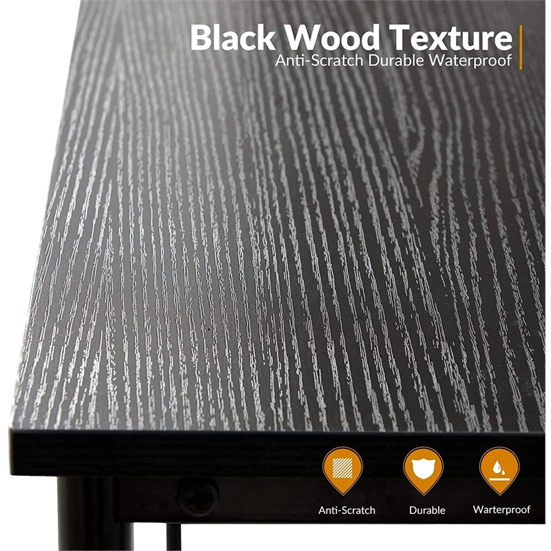 Pemberly Row Black Spacious Work Surface Modern Industrial Computer Desk