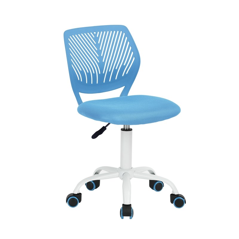 Pemberly Row Blue Ergonomic Office Chair-Adjustable Armless Task Chair