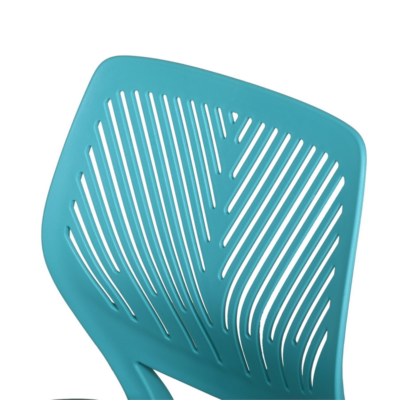 Pemberly Row Blue and Black Mesh Back Office Armless Task Chair