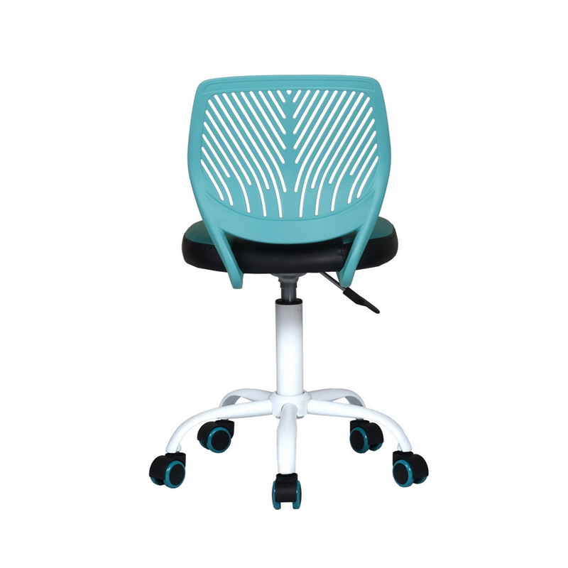 Pemberly Row Blue and Black Mesh Back Office Armless Task Chair