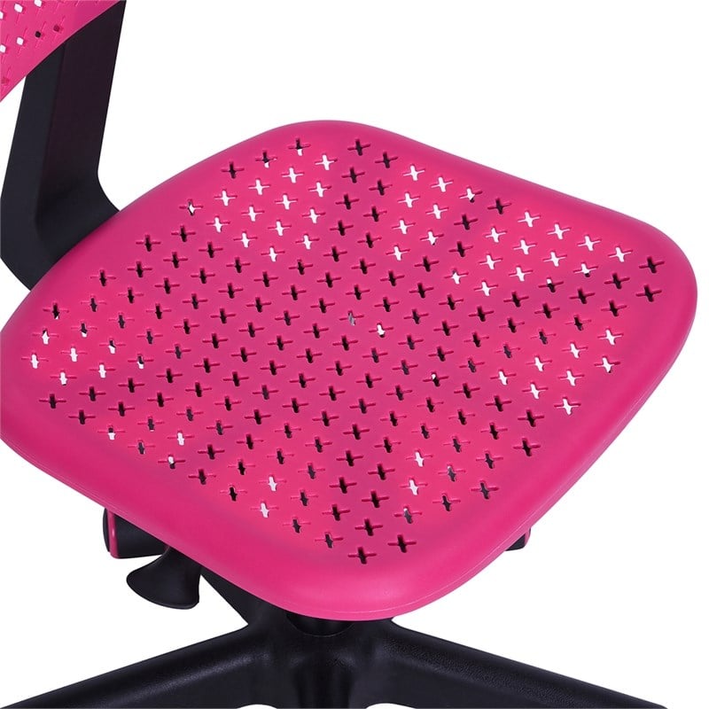 Pemberly Row Ergonomic Plastic Chair with Adjustable Height-Pink Backrest