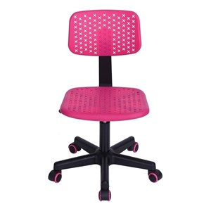 Pemberly Row Ergonomic Plastic Chair with Adjustable Height-Pink Backrest
