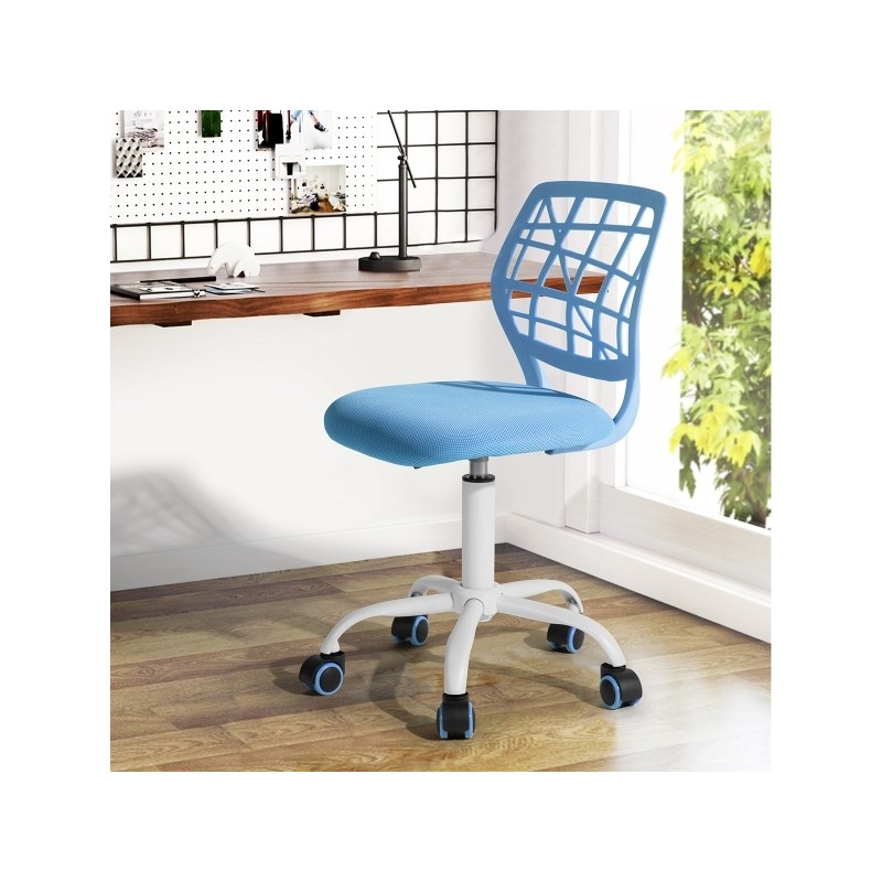 Pemberly Row Blue Ergonomic Office Chair-Adjustable Armless Task Chair