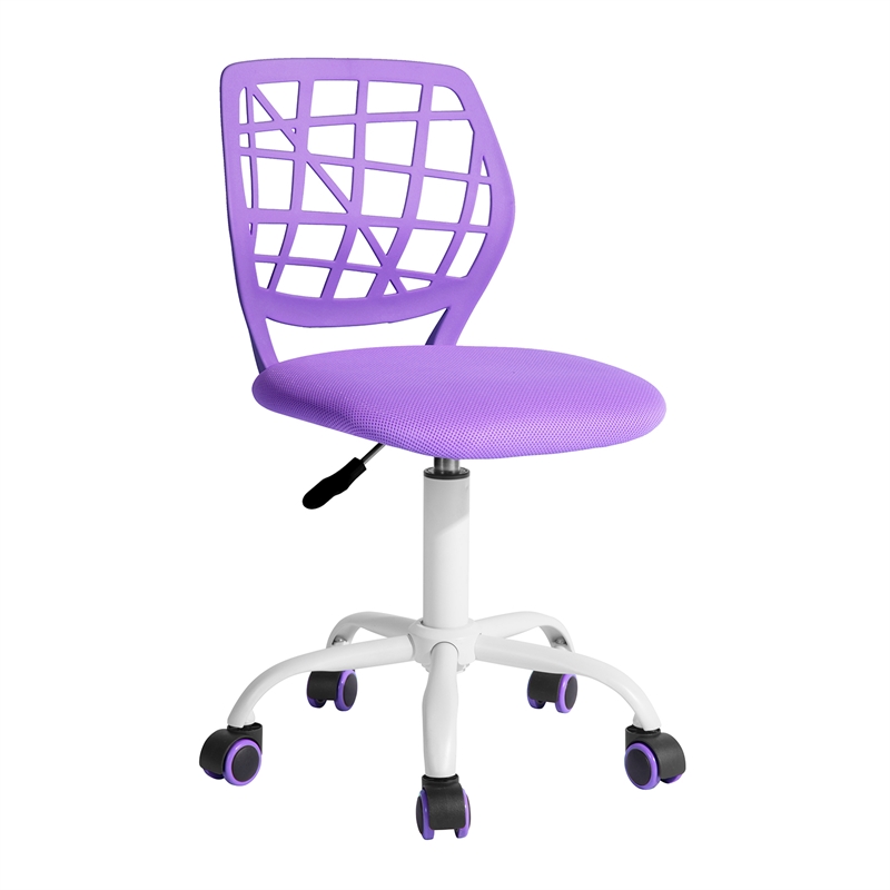 Pemberly Row Purple Mesh Back Office Chair-Adjustable Armless Task Chair
