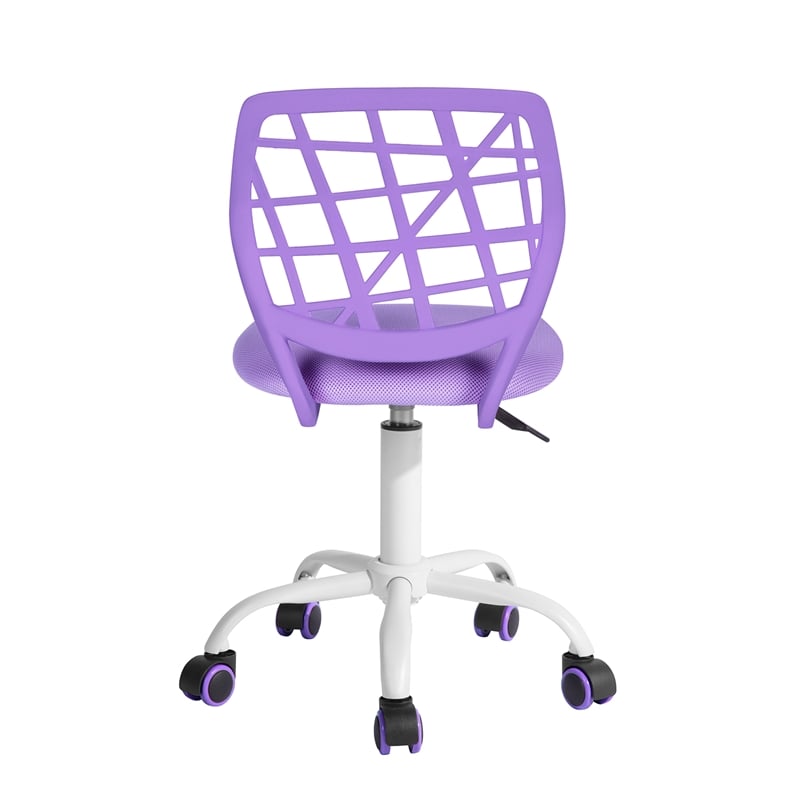 Pemberly Row Purple Mesh Back Office Chair-Adjustable Armless Task Chair