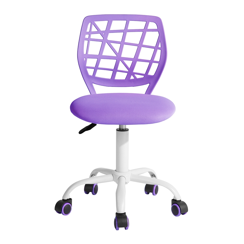 Pemberly Row Purple Mesh Back Office Chair-Adjustable Armless Task Chair