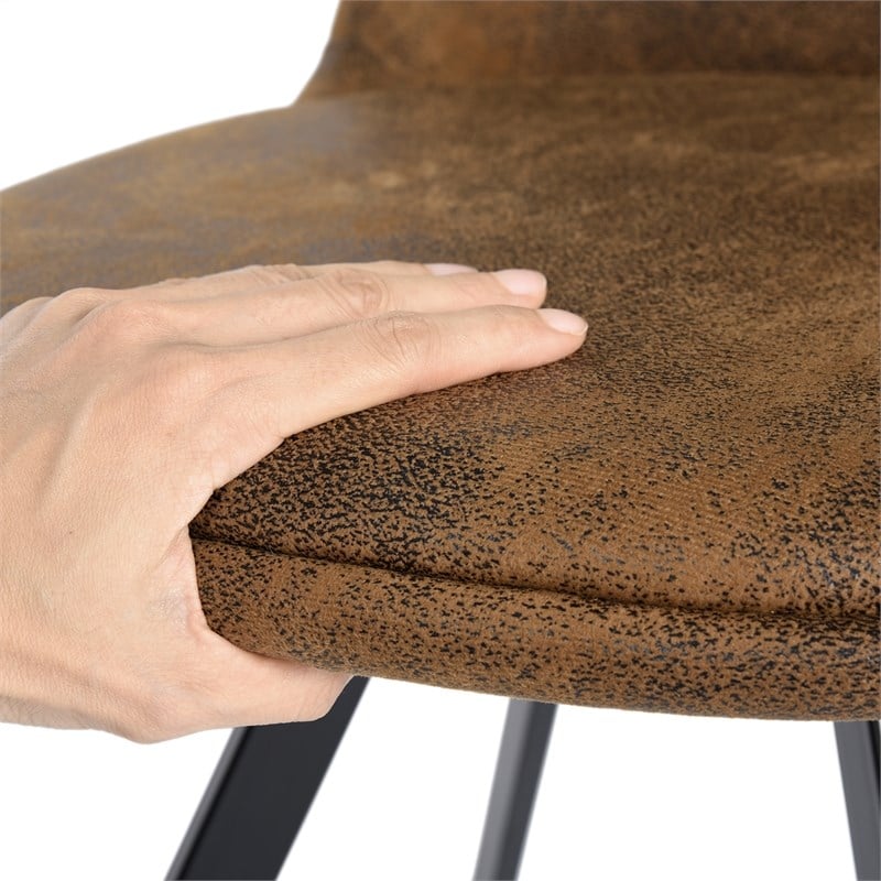 Pemberly Row Brown Suede Upholstered Kitchen Chairs-Comfortable Seat