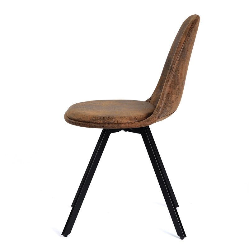 Pemberly Row Brown Suede Upholstered Kitchen Chairs-Comfortable Seat