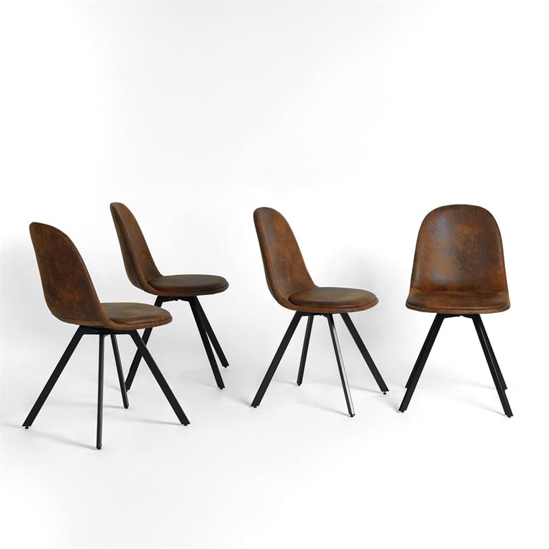 Pemberly Row Brown Suede Upholstered Kitchen Chairs-Comfortable Seat