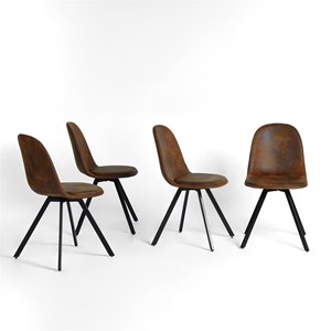 Pemberly Row Brown Suede Upholstered Kitchen Chairs-Comfortable Seat