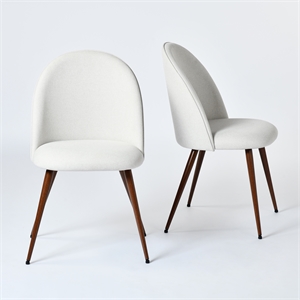 Pemberly Row Modern Fabric Upholstered Dining Chair with Walnut Legs (Set of 2)