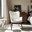 Pemberly Row Modern Fabric Upholstered Accent Chair in Beige/Wood Legs