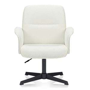 Pemberly Row Swivel Adjustable Height Office Accent Chair w/ Armrests in White