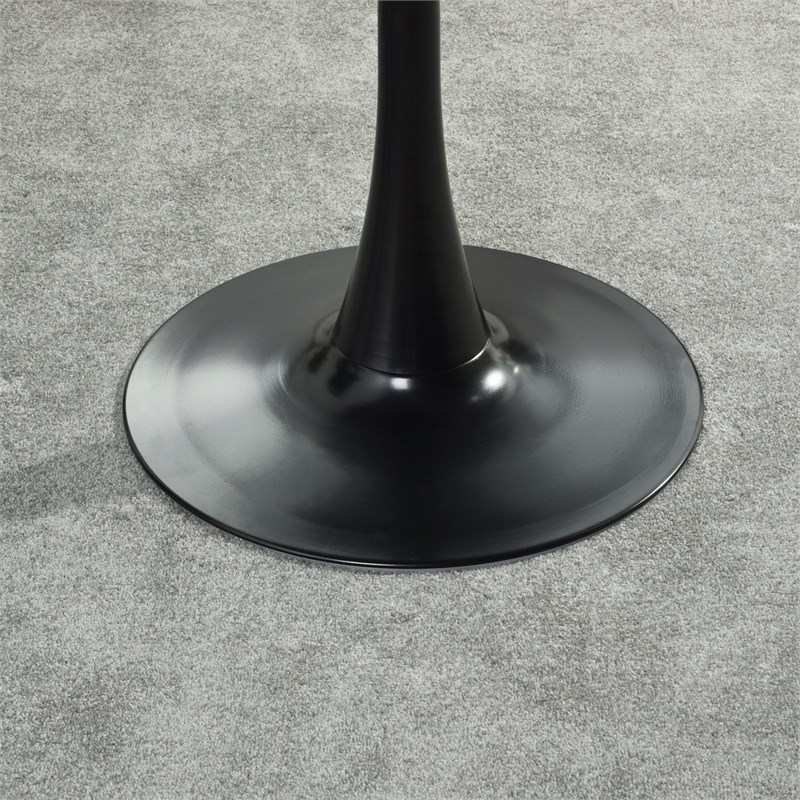 Pemberly Row Modern Black Round Dining Table with MDF Table Top