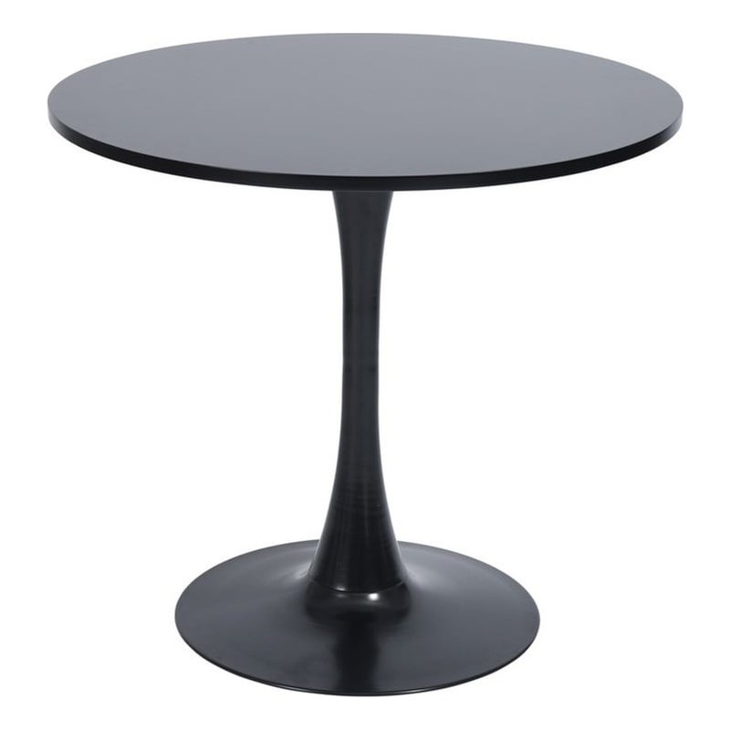 Pemberly Row Modern Black Round Dining Table with MDF Table Top