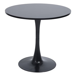 Pemberly Row Modern Black Round Dining Table with MDF Table Top