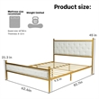 Pemberly Row Queen Upholstered Bed Frame with Gold Metal Tufted Headboard