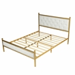 Pemberly Row Queen Upholstered Bed Frame with Gold Metal Tufted Headboard
