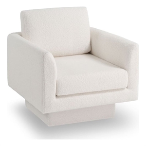Pemberly Row Swivel Accent Chair 30inch W Teddy Sherpa Round Armchair Cream