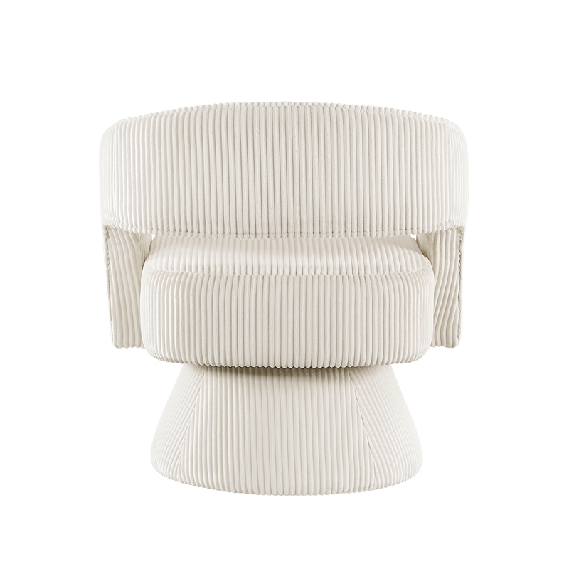 Pemberly Row Modern Swivel Accent Chair Beige Soft Corduroy Beige Wood