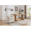 Pemberly Row Chenille Fabric Dining Armchair Back Cushion Universal Wheels Beige