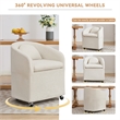 Pemberly Row Chenille Fabric Dining Armchair Back Cushion Universal Wheels Beige