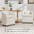 Pemberly Row Chenille Fabric Dining Armchair Back Cushion Universal Wheels Beige