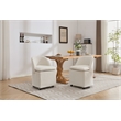 Pemberly Row Chenille Fabric Dining Chairs With Universal Wheels Beige Chenille