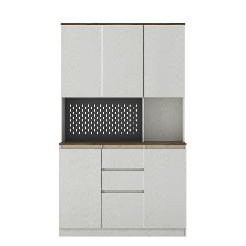 Pemberly Row Modern Kitchen Pantry Cabinet with LED Lighting