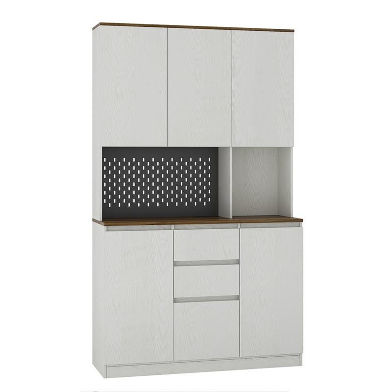 Pemberly Row Modern Kitchen Pantry Cabinet with LED Lighting